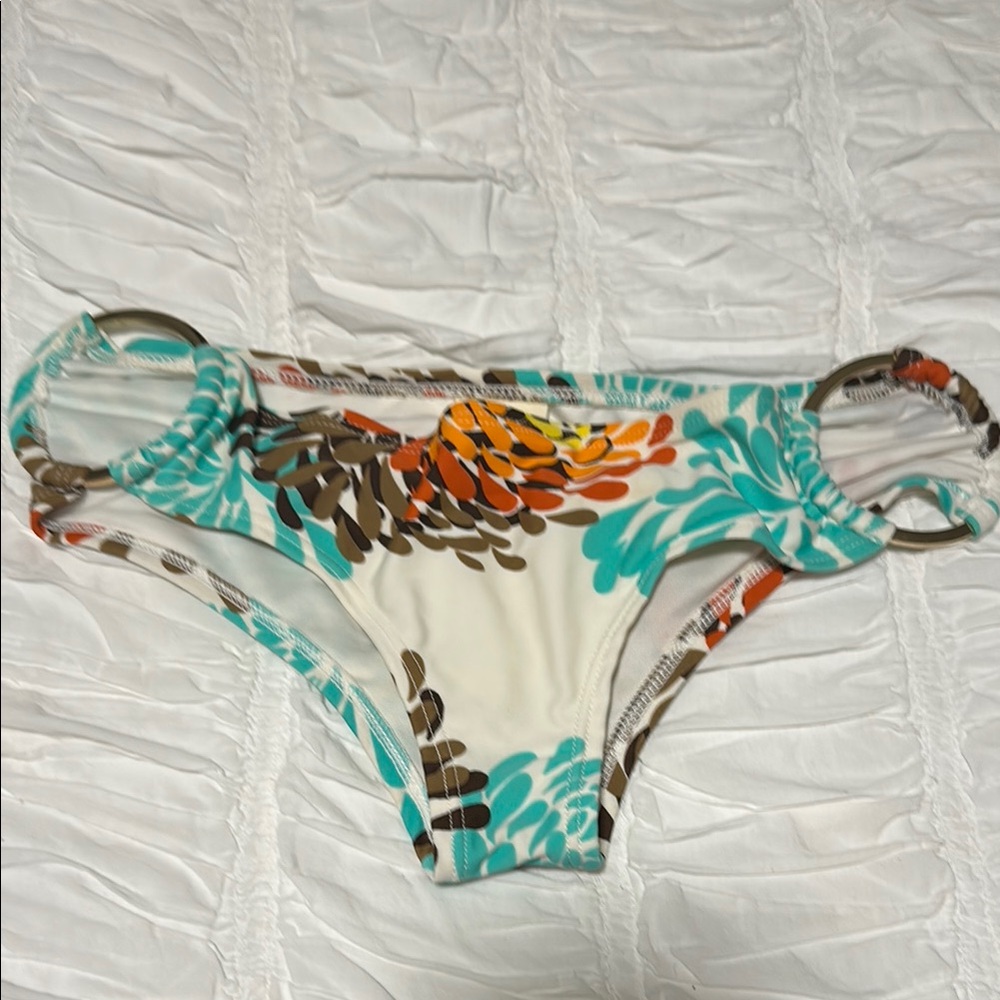 L*Space White and Orange Bikini Swimwear
